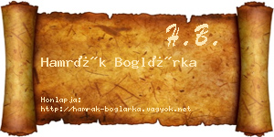 Hamrák Boglárka névjegykártya